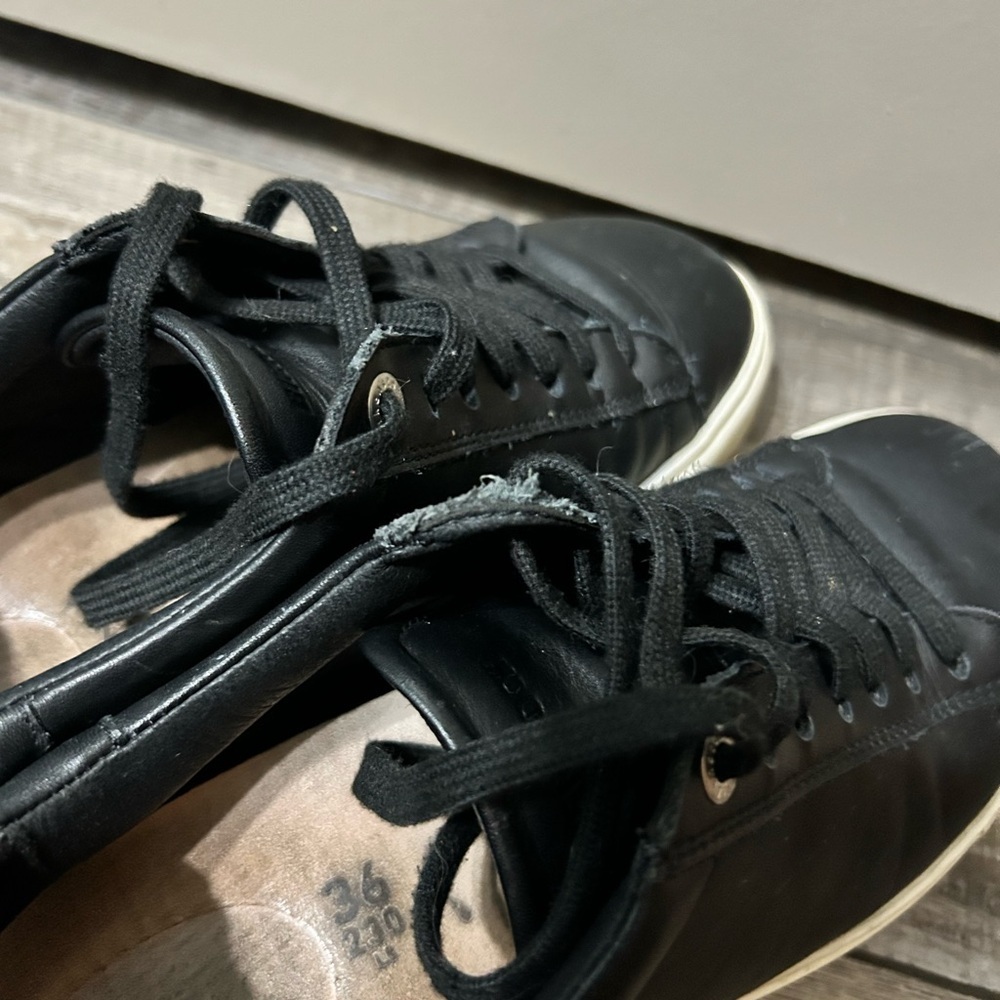 Birkenstock bend low Black Leather Low-Top Sneakers with Off-White Sole cork - Picture 9 of 13